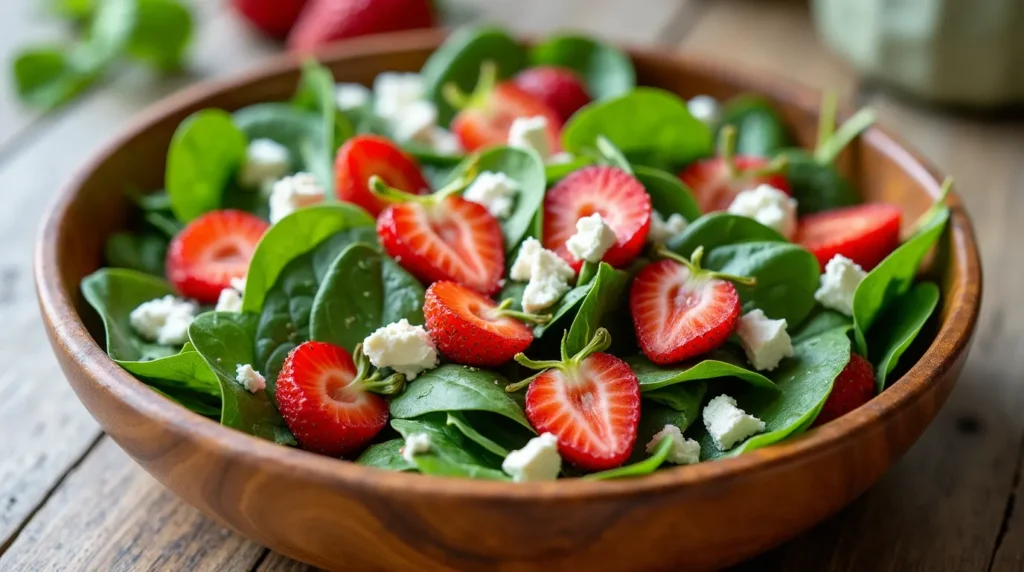 Easy Strawberry Spinach Salad with Feta Dressing