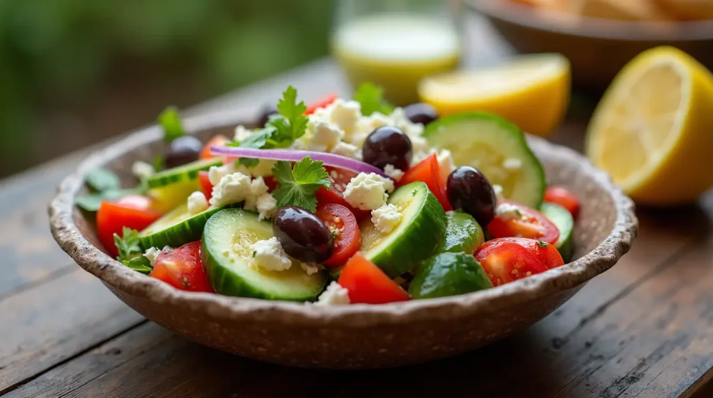 Greek Salad with Lemon Dressing: A Mediterranean Delight