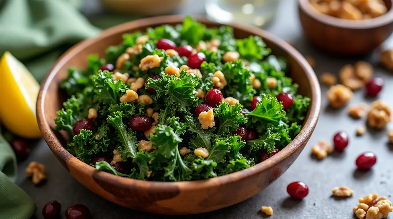 Quick Kale Cranberry Walnut Salad Recipe