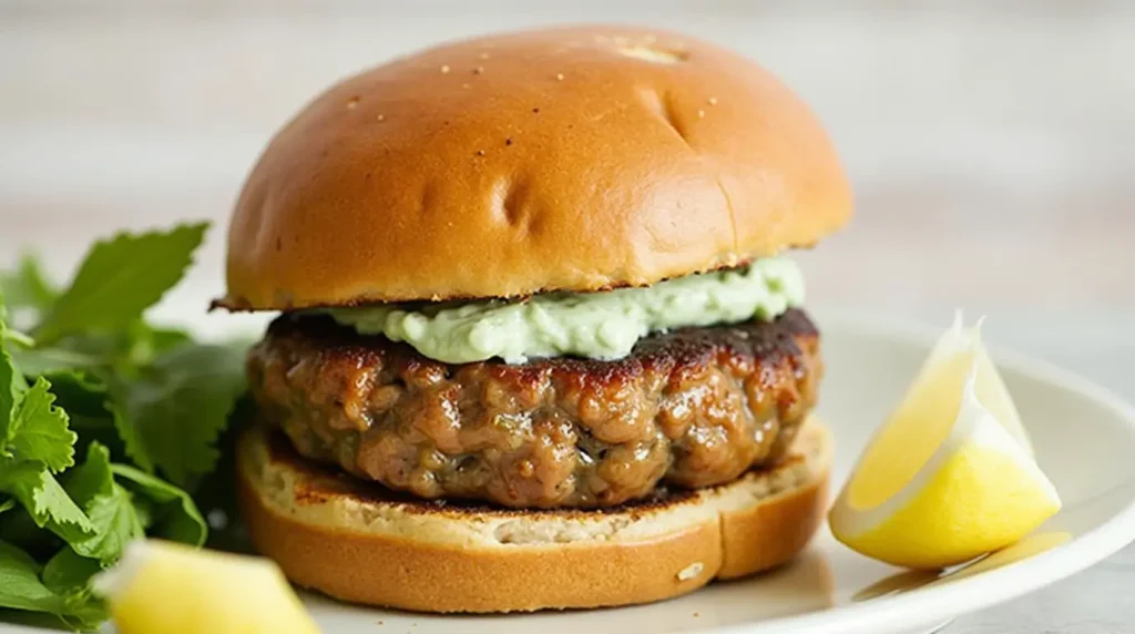 Salmon Burger with Dill Sauce