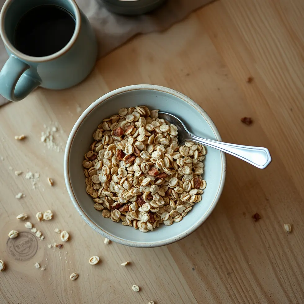 Homemade breakfast cereal served in a cozy morning kitchen setting