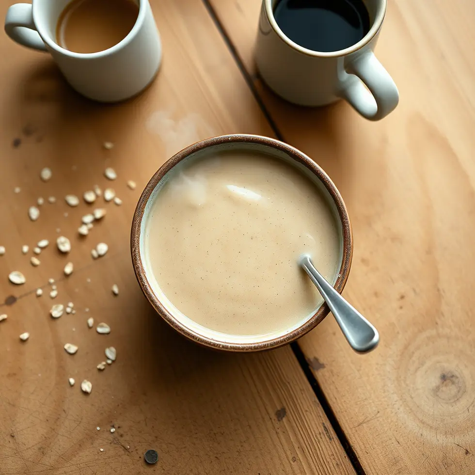 Homemade breakfast smoothie served in a cozy morning kitchen setting