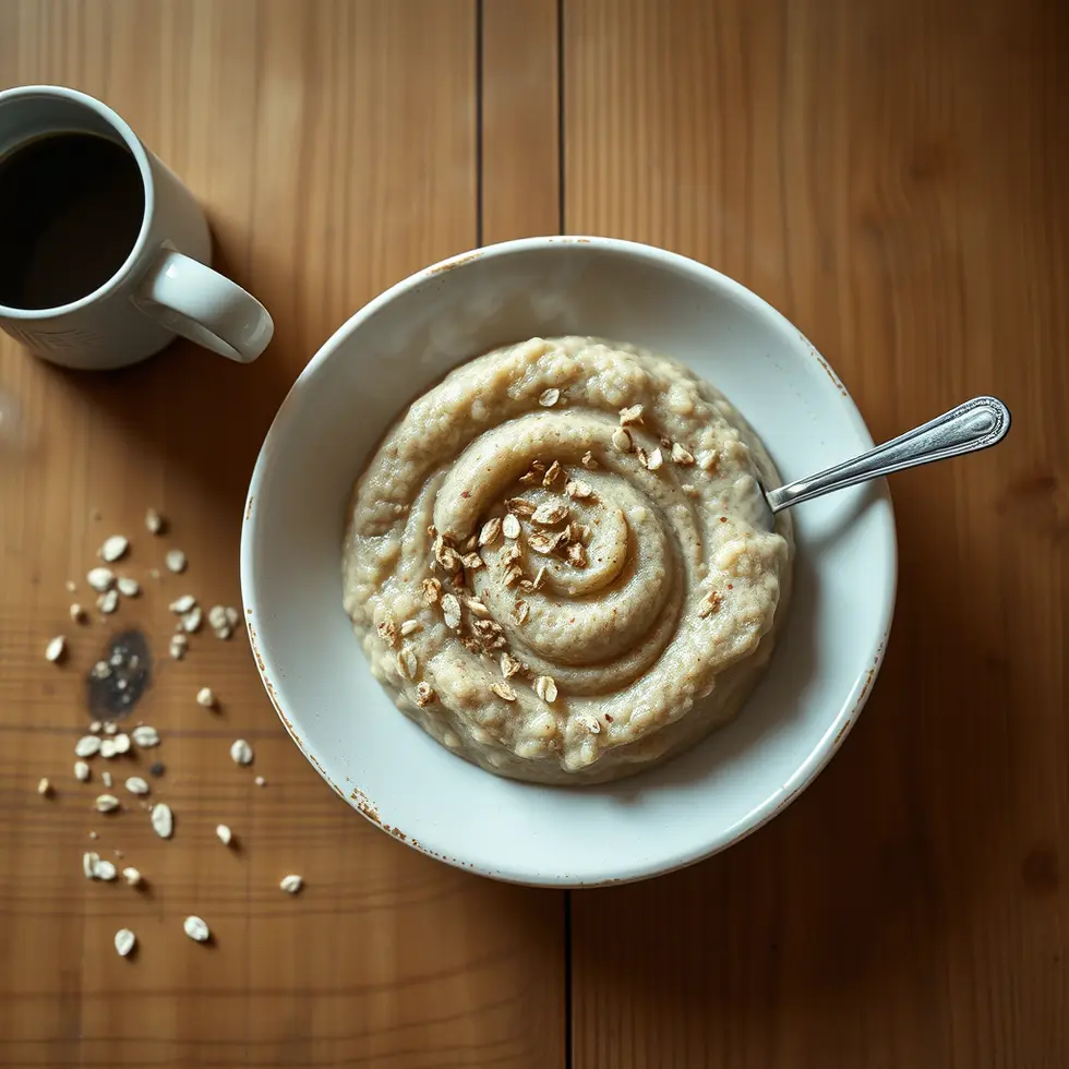Homemade buckwheat porridge served in a cozy morning kitchen setting