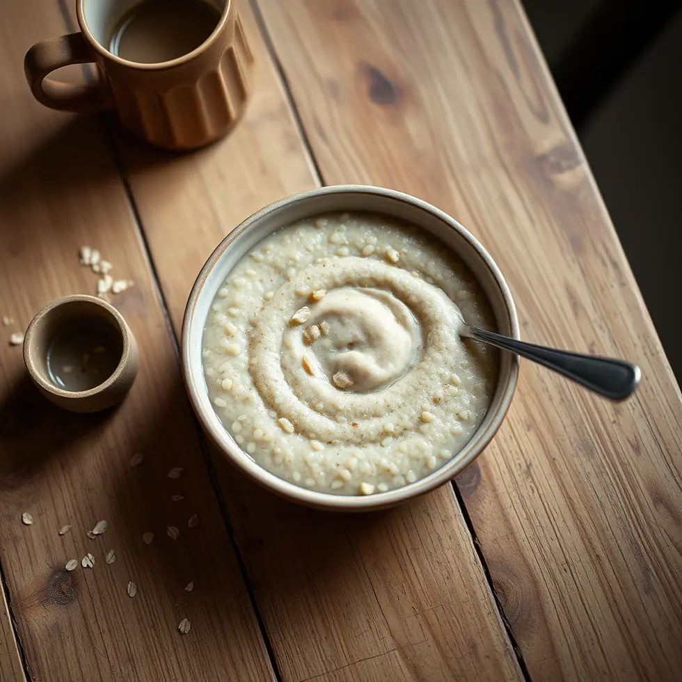Homemade millet porridge served in a cozy morning kitchen setting