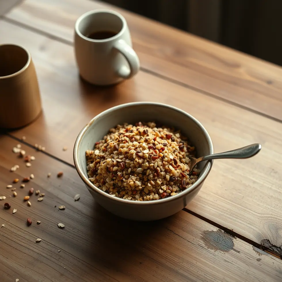 Homemade quinoa breakfast served in a cozy morning kitchen setting