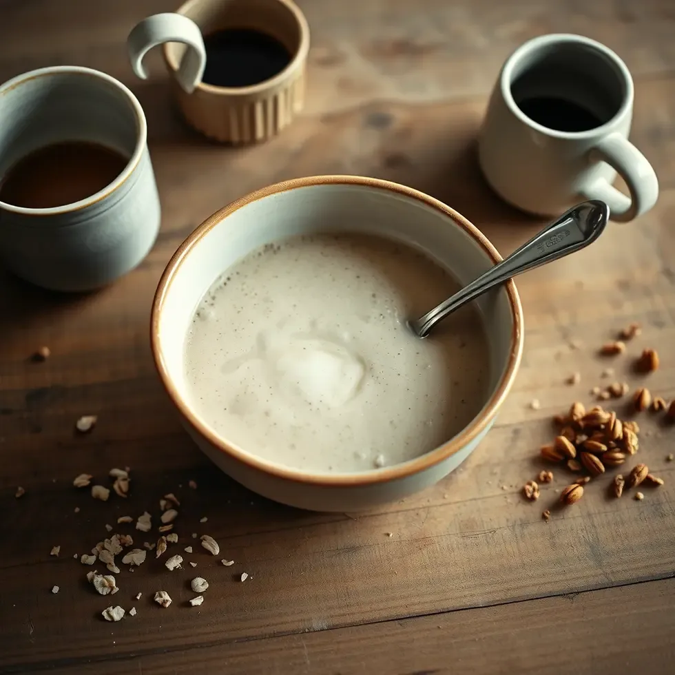 Homemade breakfast shake served in a cozy morning kitchen setting
