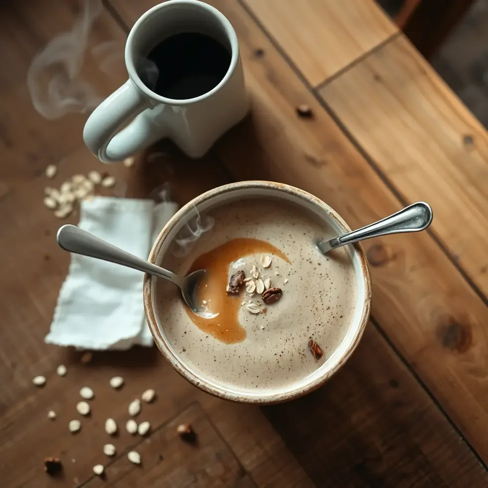 Homemade protein smoothie served in a cozy morning kitchen setting